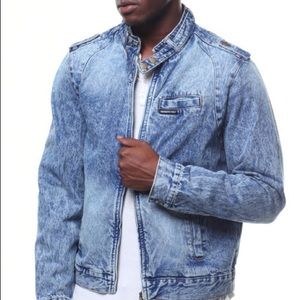 Men’s Members Only Denim Iconic Racer Jacket Small